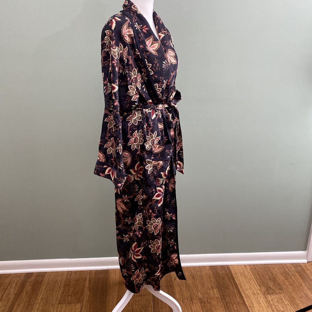 Victorias Secret Gold Label Satin Robe Long Floral Belted Small Purple VTG 90s - Picture 6 of 13
